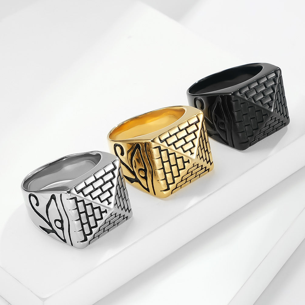 Men's Egyptian Pyramid Eye Of Horus Stainless Rings