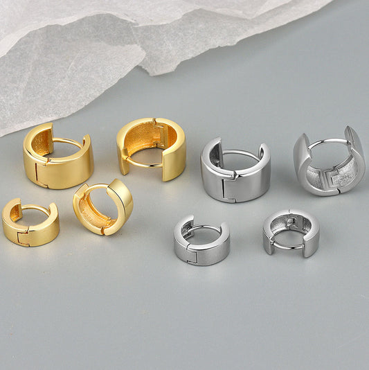 Women's Gold Glossy Circle Shape Personalized Ear Earrings