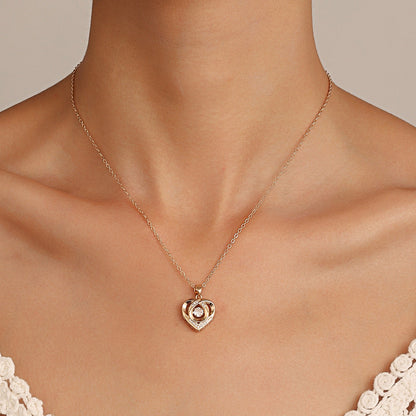 Women's Luxury Fashion Diamond Studded Hollow Heart-shaped Collarbone Valentine's Necklaces