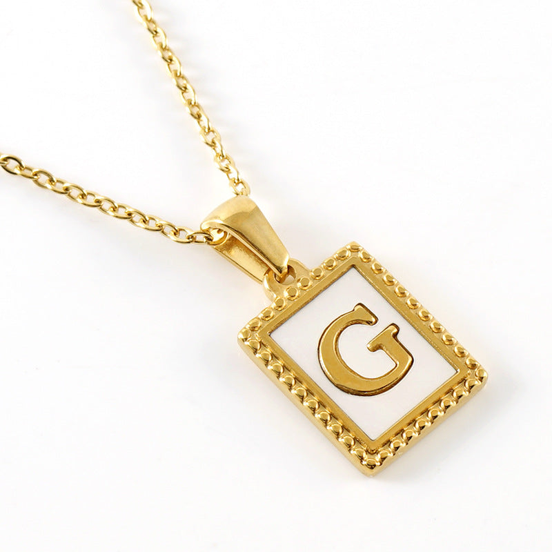 Gold Stainless Steel Shell Letter Female Titanium Pendant Necklaces