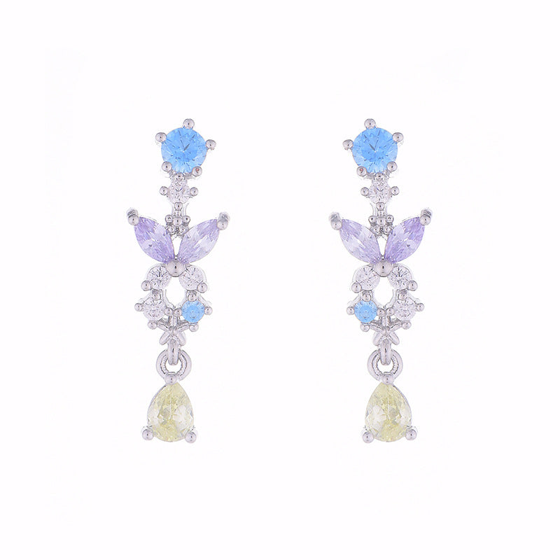 Design Blue And Purple Atmosphere Sweet Earrings
