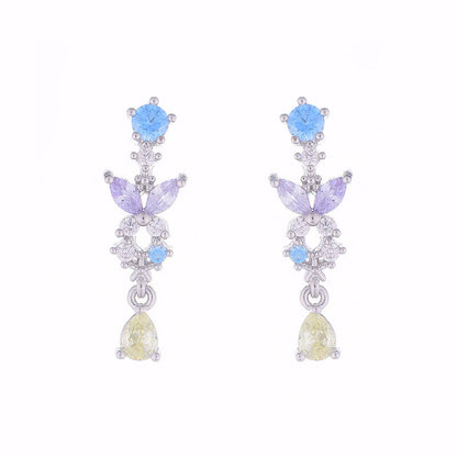 Design Blue And Purple Atmosphere Sweet Earrings