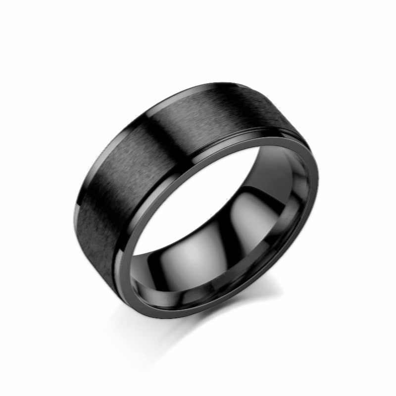 Men's Titanium Steel Frosted Simple Ornament Rings