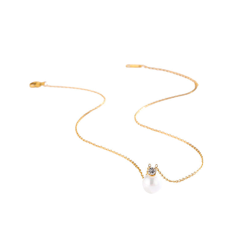 Pearl Temperament Wild Titanium Steel Female Niche Necklaces