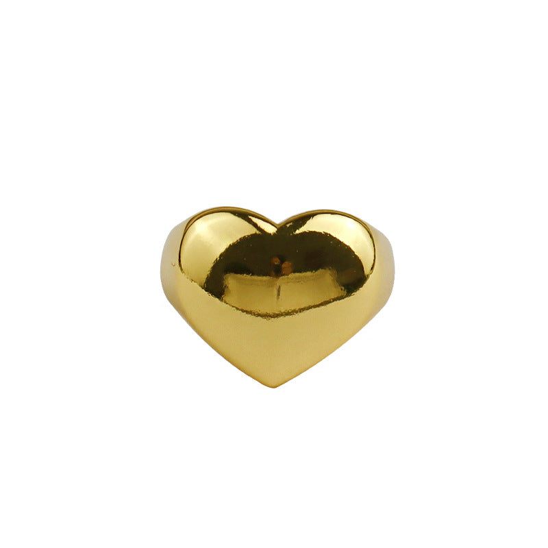 Women's High-grade Metal Heart Glossy Fashion Simple Rings