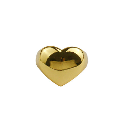 Women's High-grade Metal Heart Glossy Fashion Simple Rings