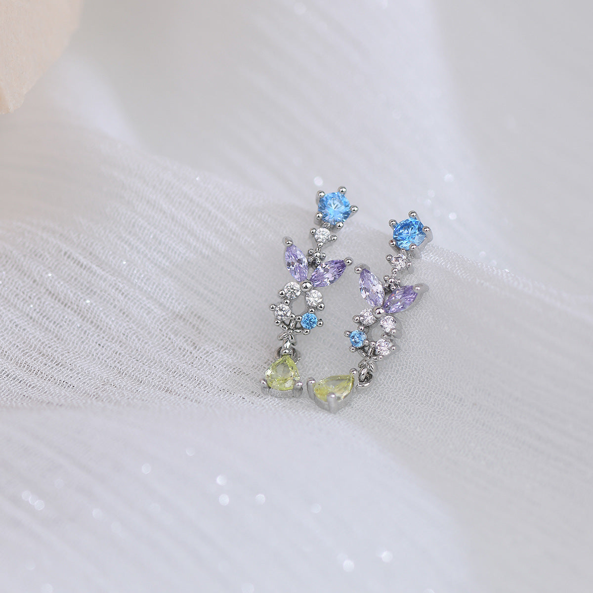 Design Blue And Purple Atmosphere Sweet Earrings