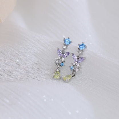 Design Blue And Purple Atmosphere Sweet Earrings