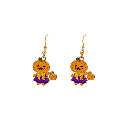 Halloween Bat Pumpkin Funny Horror Skull Eye Beads Earrings