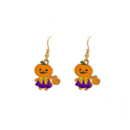 Halloween Bat Pumpkin Funny Horror Skull Eye Beads Earrings