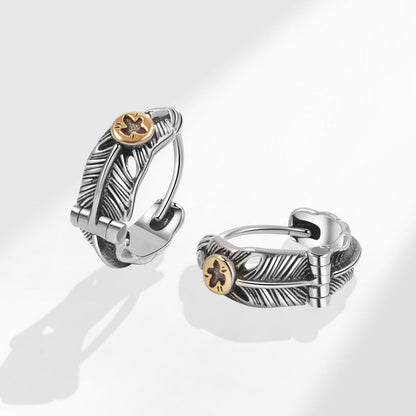 Thai Sier Unisex Style Street Feather Ear Rings