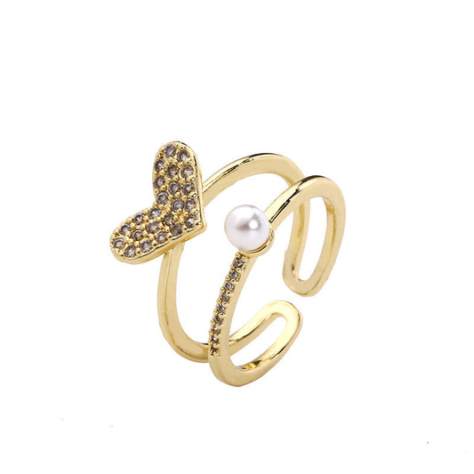 Women's Special Interest Light Luxury Design Pearl Fashion Rings