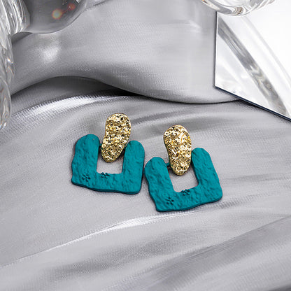 Sier Needle Elegant Graceful Contrast Color Earrings