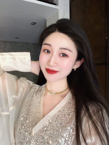 Letter Exquisite Sier Simple Personalized Sweet Earrings