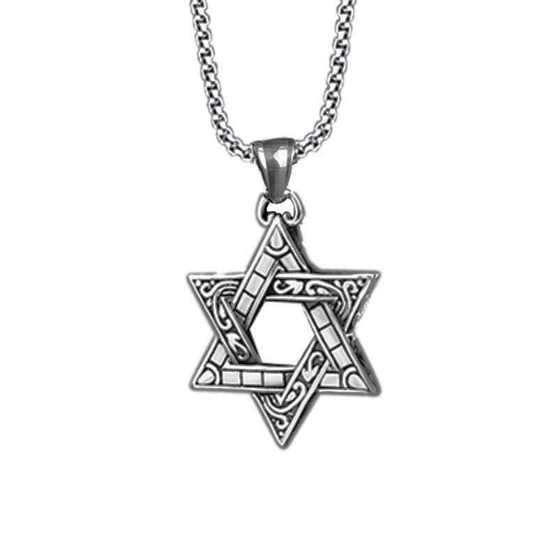 Men's Double-sided Six-pointed Star Alloy Pendant Personalized Necklaces