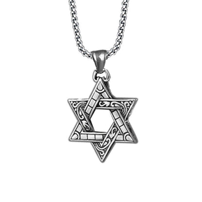 Men's Double-sided Six-pointed Star Alloy Pendant Personalized Necklaces