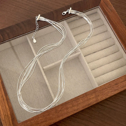 Sterling Sier Flash Tassel Snake Bone Necklaces