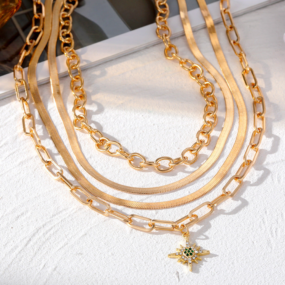 Women's Fashion Geometry Pattern Stars Snake Chain Necklaces