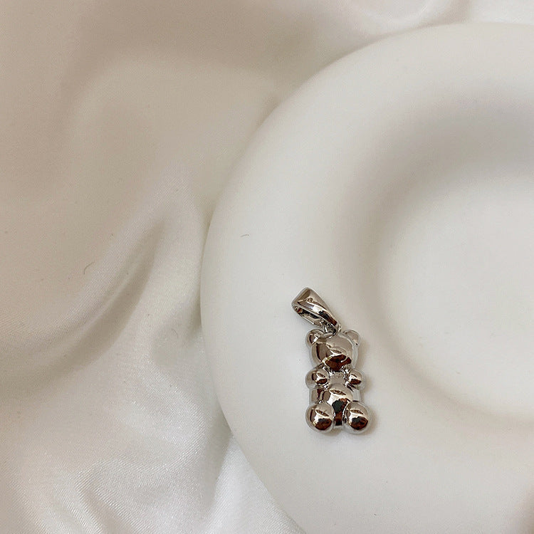 Transparent Bear Metal Smiley Pendant Female Necklaces