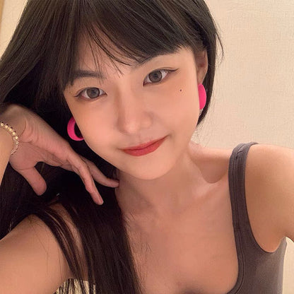 Pink Ear Female Temperament Eardrops Clip Earrings