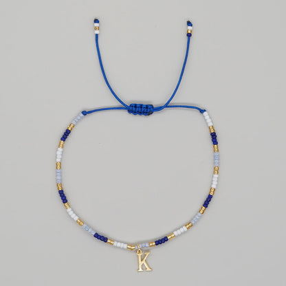 Women's Simple Style Contrast Color Bead English Letters Handmade Bracelets