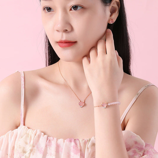 Heart Sterling Sier Peach Lucky Cute Dragon Life Necklaces