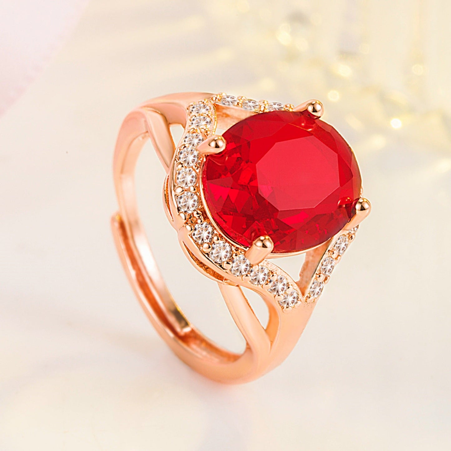 Rose Gold Plated Color Crystal Jacinth Rings
