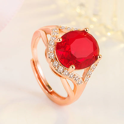 Rose Gold Plated Color Crystal Jacinth Rings
