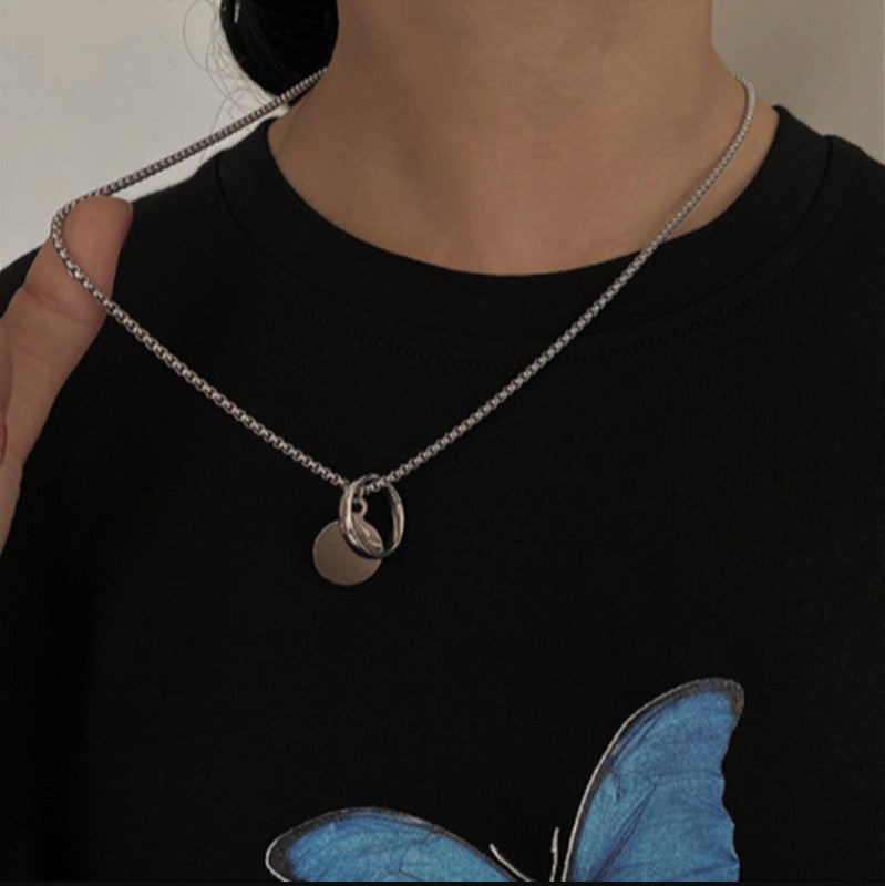 Women's & Men's & Wang Matching Clothes Sweater Chain Titanium Steel Trendy Necklaces