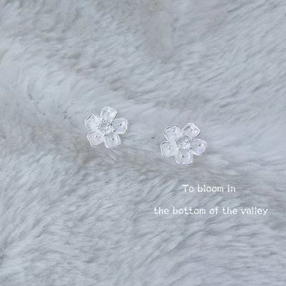 Cherry Blossoms Diamond Fresh Sweet Ear Simple Temperamental Cold Earrings