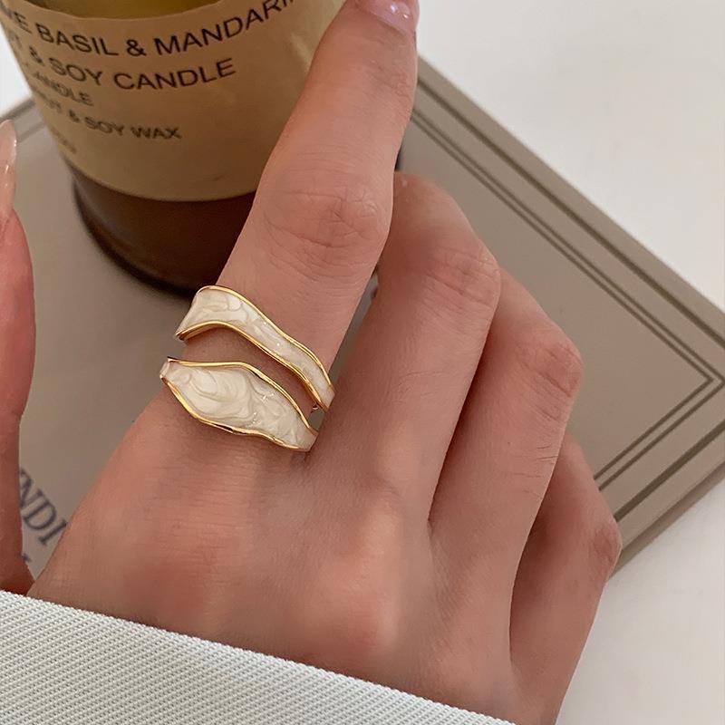 Fashion Temperament Irregular Drip Glazed Color Matching Open Style Rings