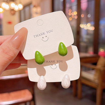 Sier Needle Fresh Dripping Oil Water Earrings