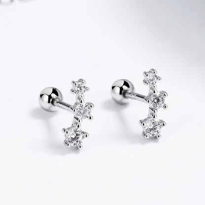 Buckle Screw Pattern Three-piece Gang Drill Earrings