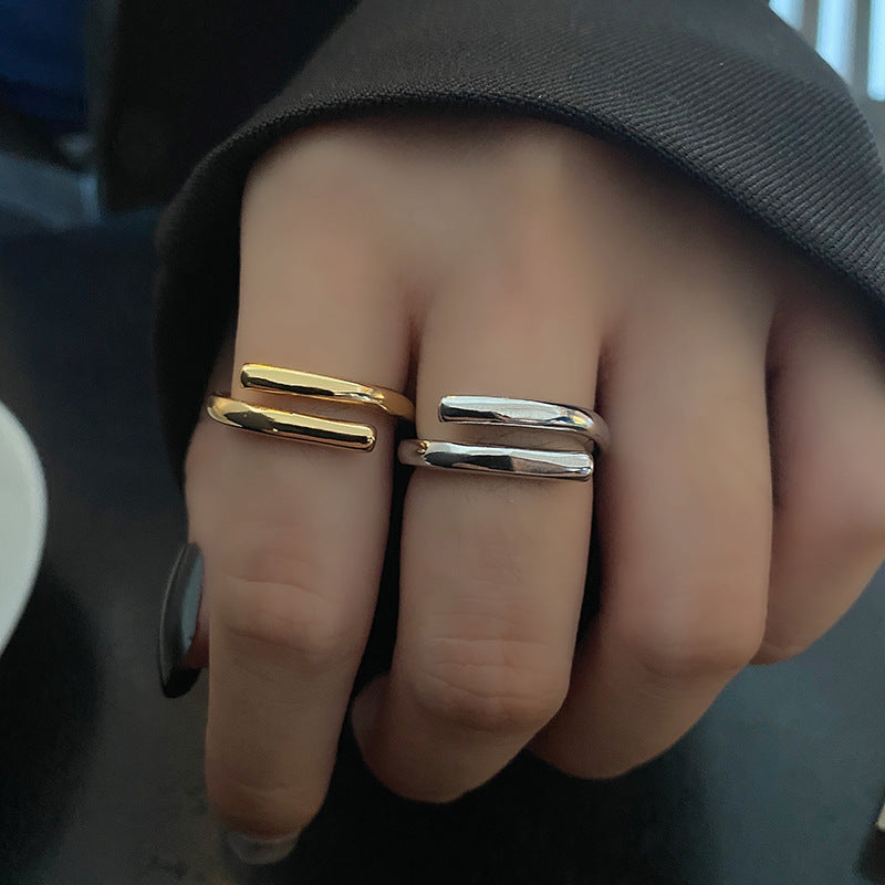 Women's French Style High-grade Metal Texture Cold Rings