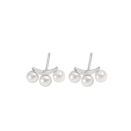 Women's Sterling Sier Korean Simple Three-row Shell Earrings