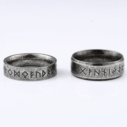 Women's & Men's & Fashion Stainless Steel And Nordic Retro Viking Letter Rings