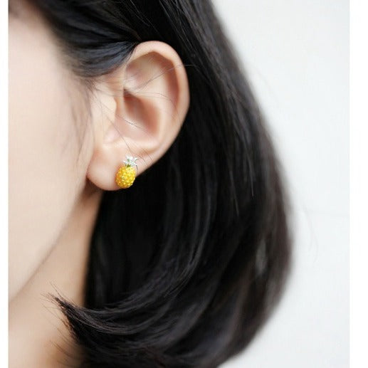 Korean Creative Cute Pineapple Drip Glazed Earrings
