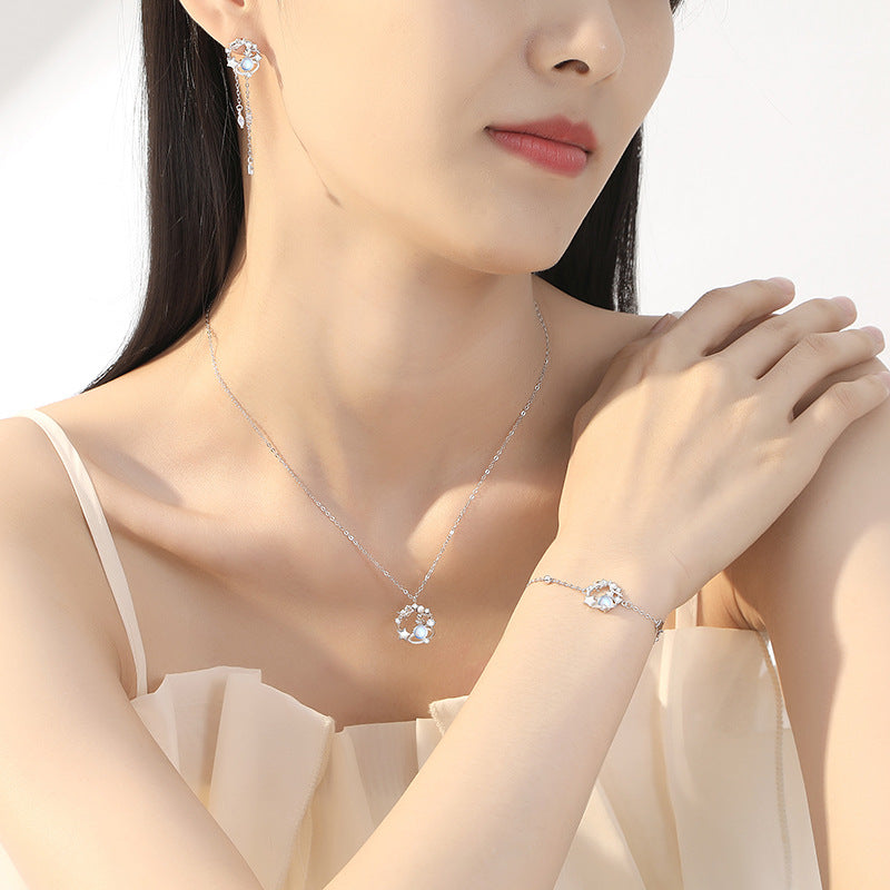 Women's Sterling Sier Dream Planet Clavicle Chain Necklaces