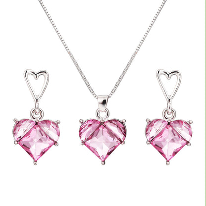 Pink Love Heart And Suite Peach Necklaces