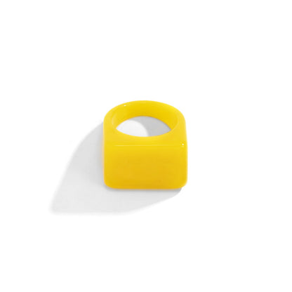 Creative Geometric Color Square Wide Edge Simple Rings