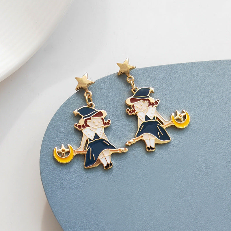 Halloween Pumpkin Lamp Ear Funny Creative Cute Earrings