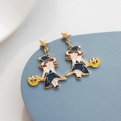 Halloween Pumpkin Lamp Ear Funny Creative Cute Earrings