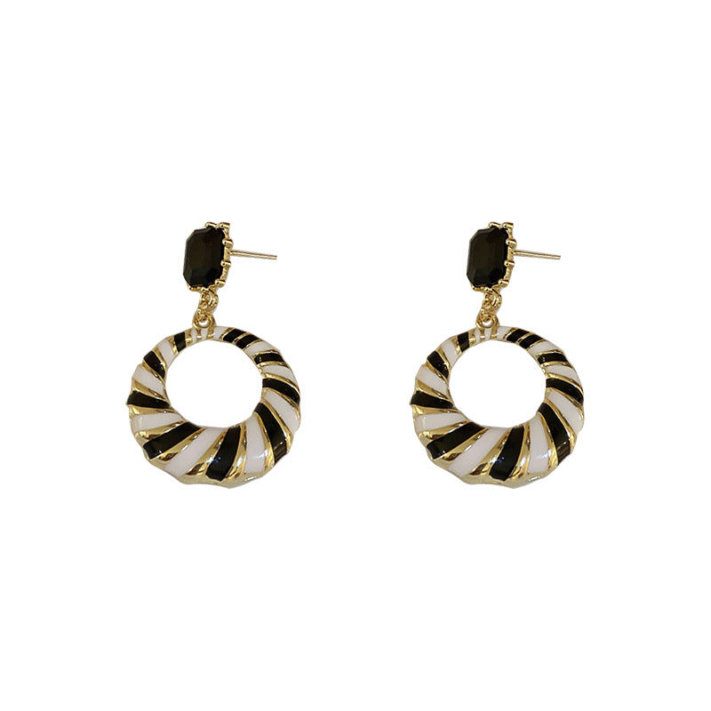 Geometry Black And White Striped Fashion Earrings