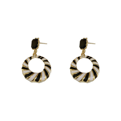 Geometry Black And White Striped Fashion Earrings