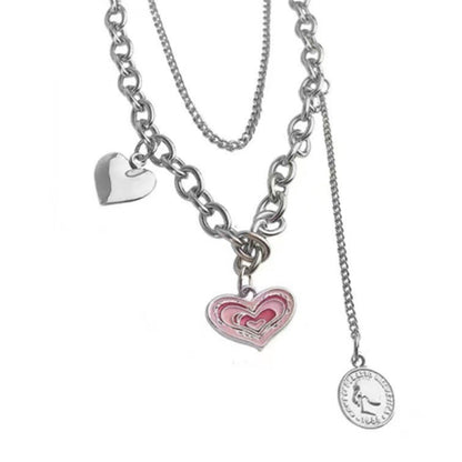 Love Titanium Steel Female Summer Clavicle Chain Heart-shaped Dripping Necklaces