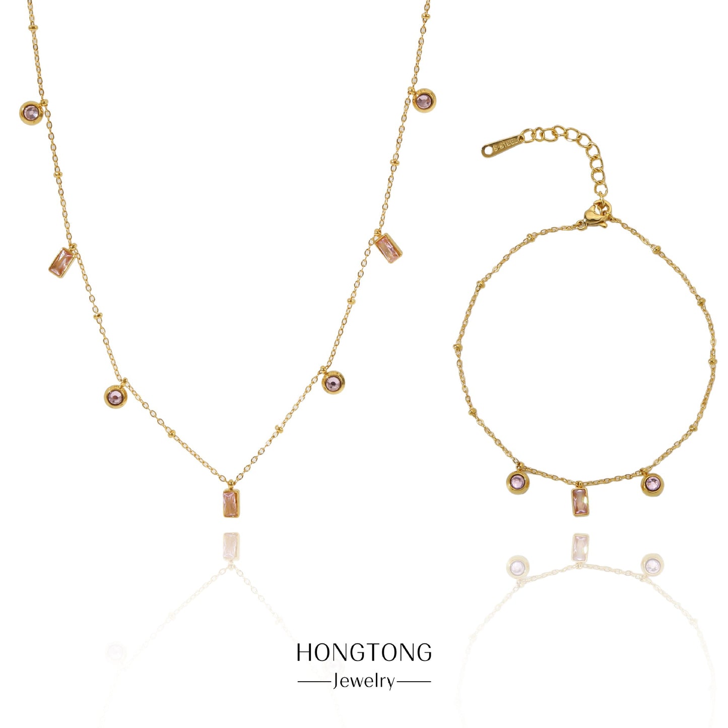 Women's Sense Niche Pink Zircon Pendant Simple Necklaces