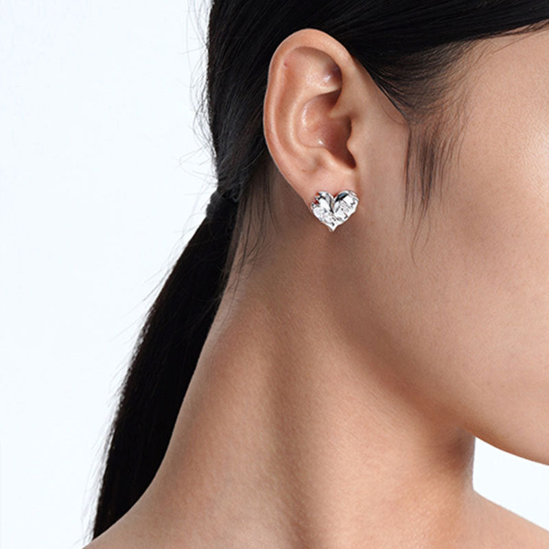 Women's Sier Needle Heart Water Drops For Retro Fashion Elegance Earrings