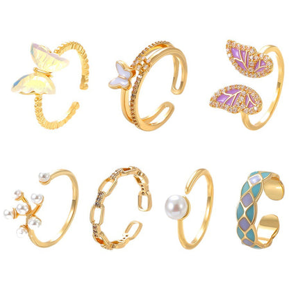 Dripping Butterfly Female Graceful Personality Inlaid Rings