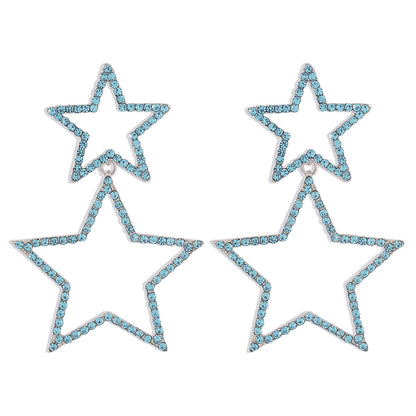 Women's Sexy Group Style Fashion Rhinestone Five-pointed Earrings