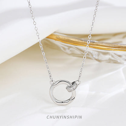 Women's Sterling Sier Mobius Strip Simple Double Necklaces